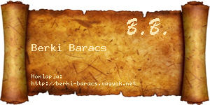 Berki Baracs névjegykártya